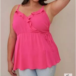 Torrid 2x Georgette Ruffle Front Cami Hot Pink